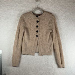 Victoria Beckham VVB Cardigan Sweater Women's‎ Pink Black Trim Designer 7280
